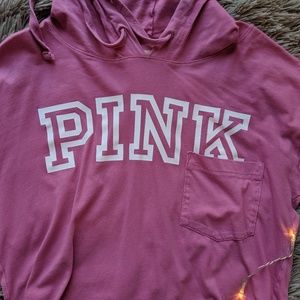 Long PINK sweatshirt with hoodie